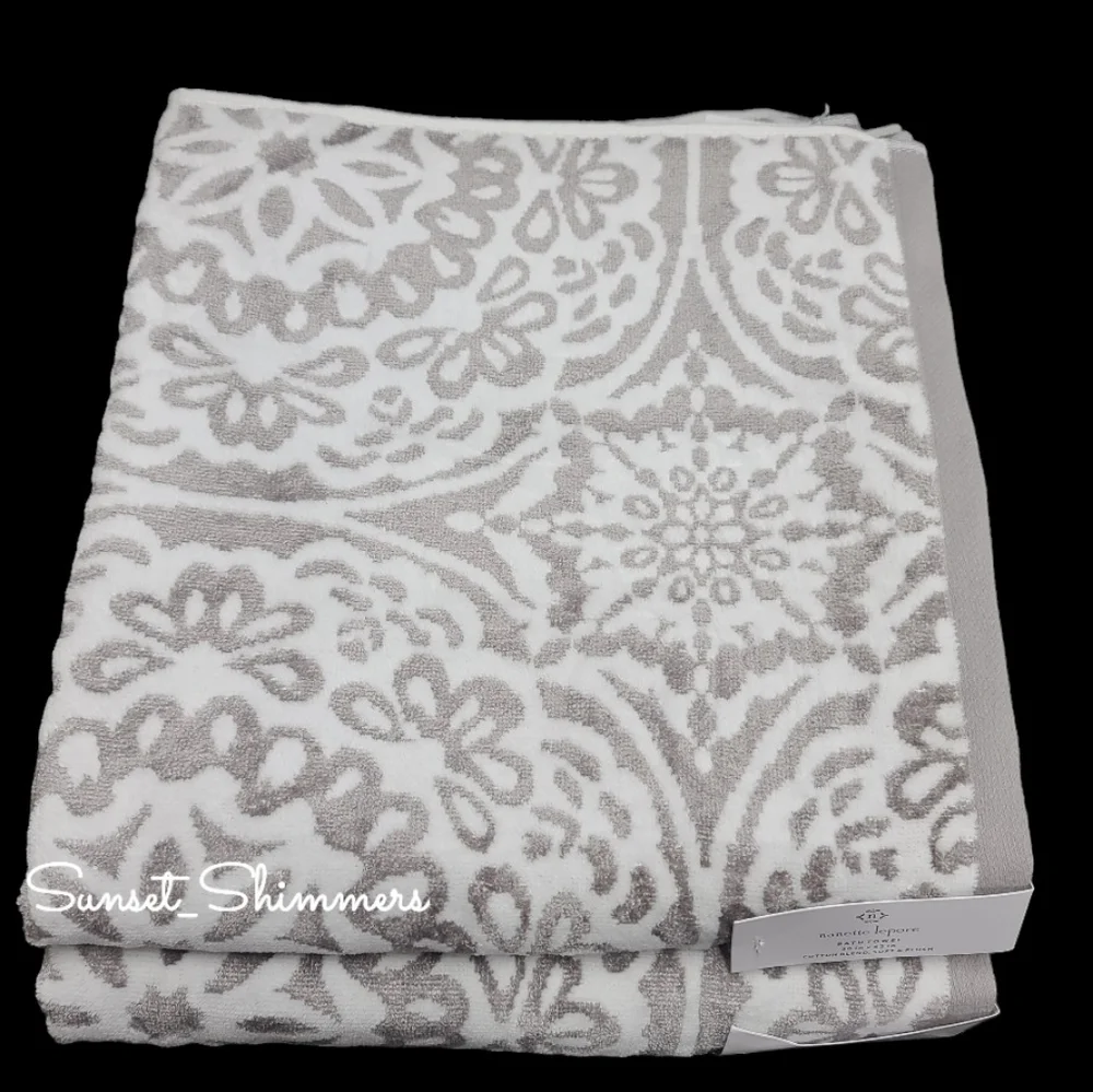 9pc Nanette Lapore Christmas Snowflake Damask Bath Hand Washcloth Towel Set New